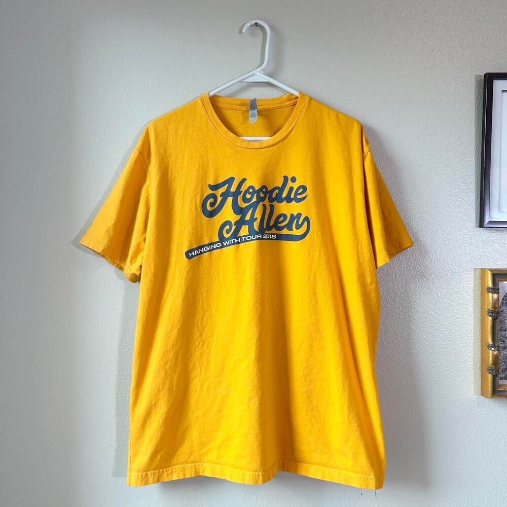 Yellow Hoodie Allen Hanging With Tour 2018 band tee XL